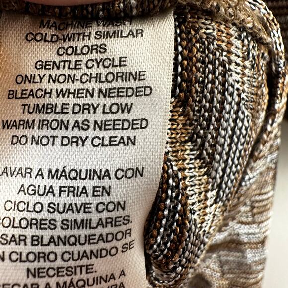 NEW Chicos Collection Cardigan Jacket Chevron Shimmer Neutral Tans Chicos 2 US L - Picture 14 of 15